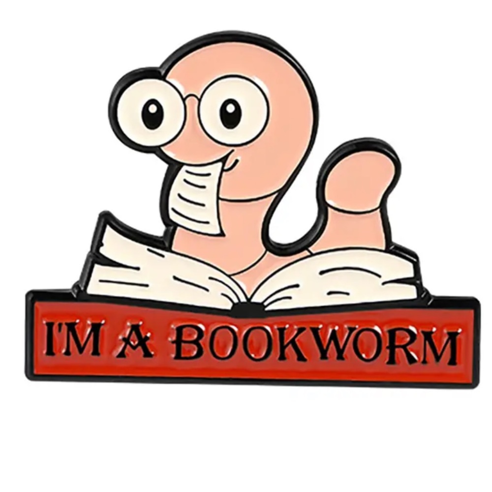 Bookworm Enamel Pin Punny Reading Worm Nerdy Literature Student Librarian Gift